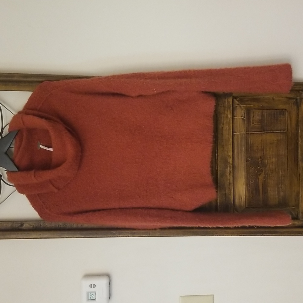 Free People fuzzy rust cowlneck sweater. Size small